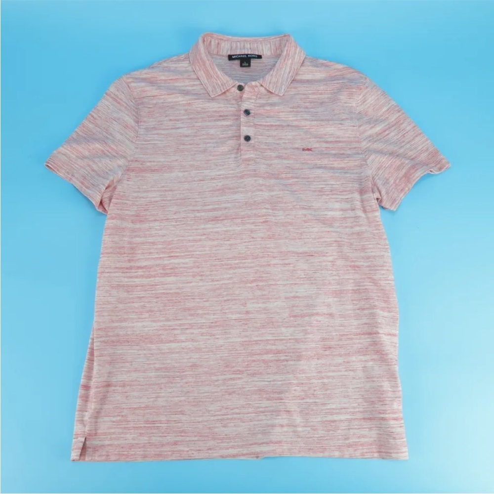 Michael Kors Mens Polo Shirt Heathered Red Casual Short Sleeve Size L